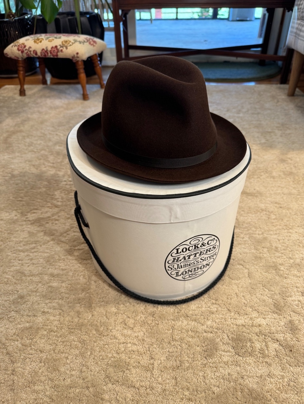 Lock & Co. Sandown Trilby Hat Brown Felt Size 60 7 3/8 James Bond New w/ Box